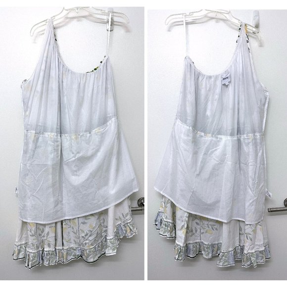 Binny Lemon Mini Dress Fruit Floral Tiered They Call Me Limoncello Capri L - Picture 16 of 16